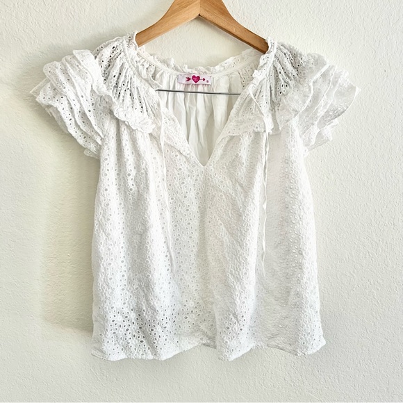 Shop Buddy Love Carla Ruffle White Eyelet Top Sz M - Picture 5 of 10